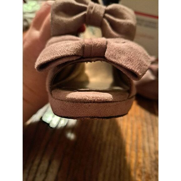 Size 8.5 Lime Light Brown Platform Peep Toe Double Bow Stiletto Pump High Heels - Picture 7 of 10